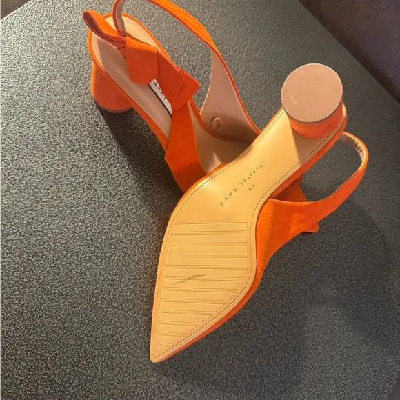 Zara Trafaluc Stylish Orange Slingback Heels