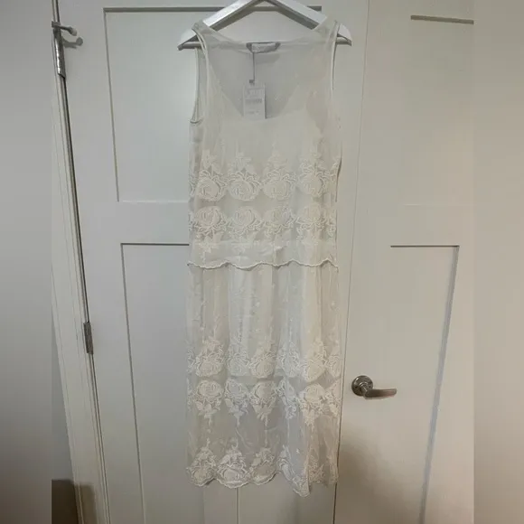 Zara Woman lace tiered midi tank dress Small