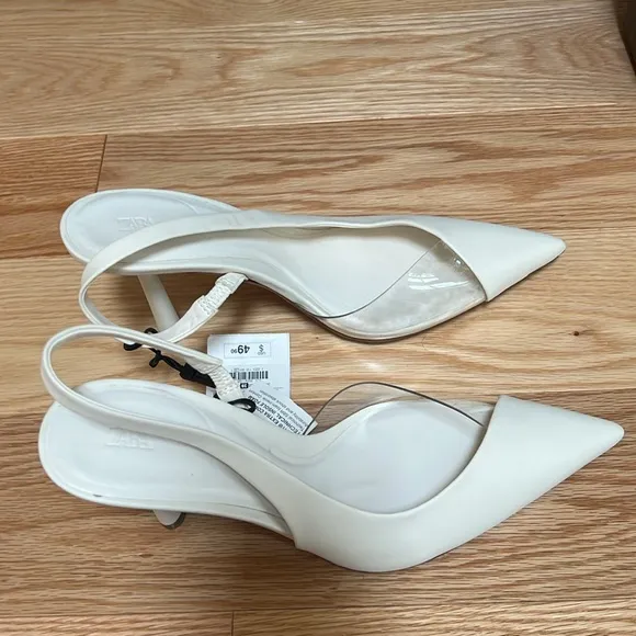 Zara Women's 8,ecru Slingback Heels.