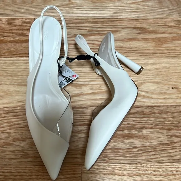 Zara Women's 8,ecru Slingback Heels.