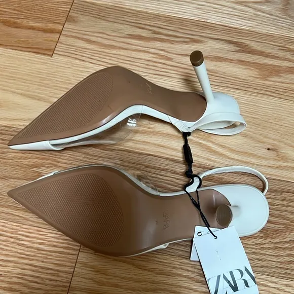 Zara Women's 8,ecru Slingback Heels.