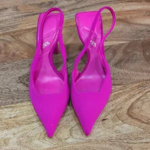 Zara Women's Shocking Pink Slingback Heels US 8.5 Barbiecore