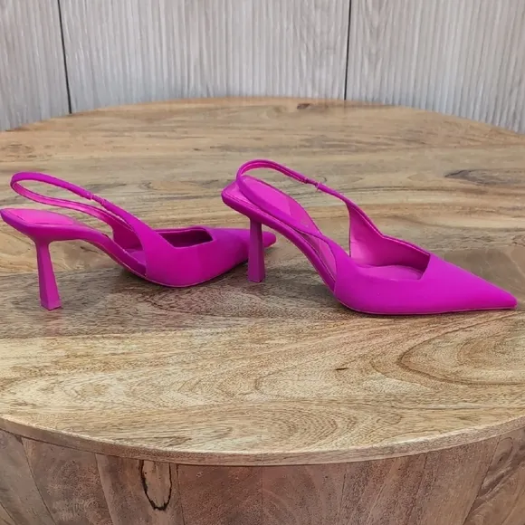 Zara Women's Shocking Pink Slingback Heels US 8.5 Barbiecore