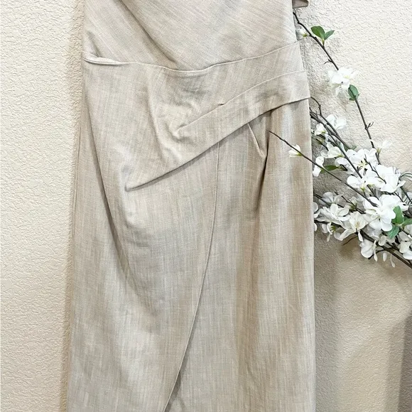 ZARA ASYMMETRICAL SLIP DRESS TAUPE BROWN 3265/332/193/014