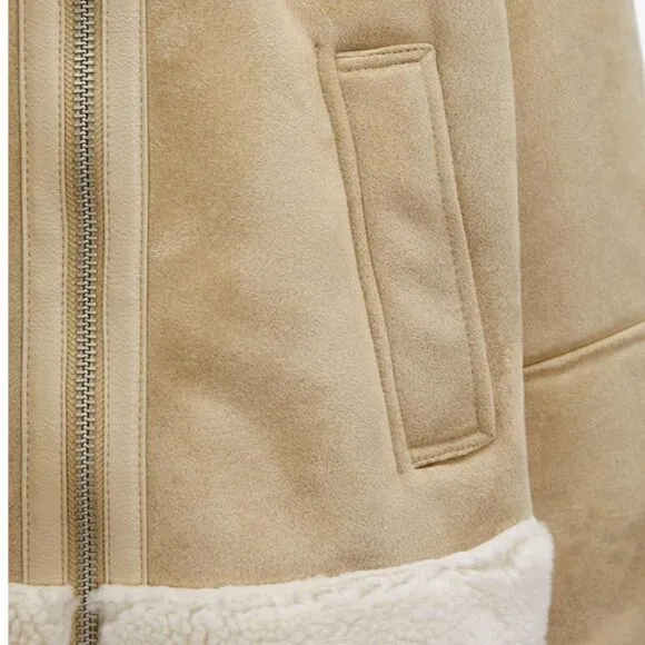 ZARA DOUBLE-FACED CROPPED JACKET SAND ZARA