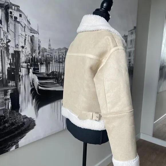 ZARA DOUBLE-FACED CROPPED JACKET SAND ZARA
