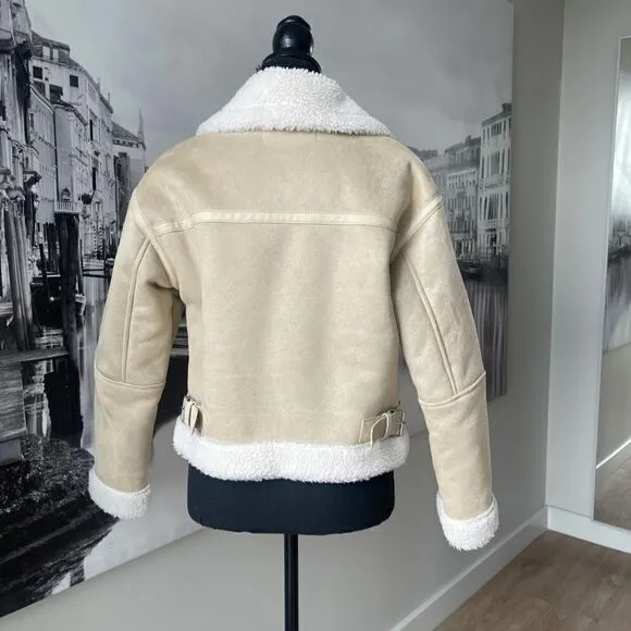 ZARA DOUBLE-FACED CROPPED JACKET SAND ZARA