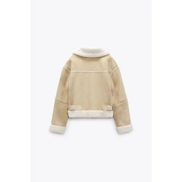 ZARA DOUBLE-FACED CROPPED JACKET SAND ZARA
