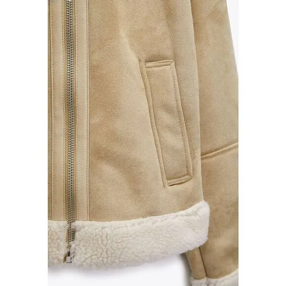 ZARA DOUBLE-FACED CROPPED JACKET SAND ZARA