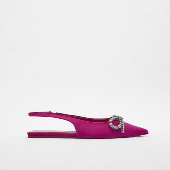 ZARA EMBELLISHED BOW FLAT MULES BARBIE BARBIECORE