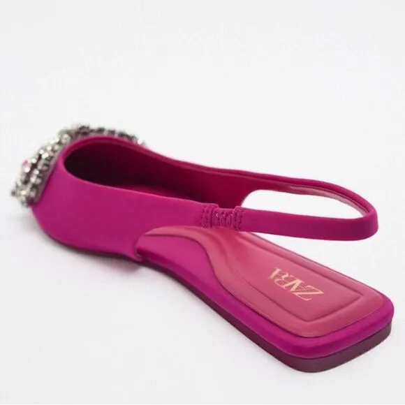 ZARA EMBELLISHED BOW FLAT MULES BARBIE BARBIECORE