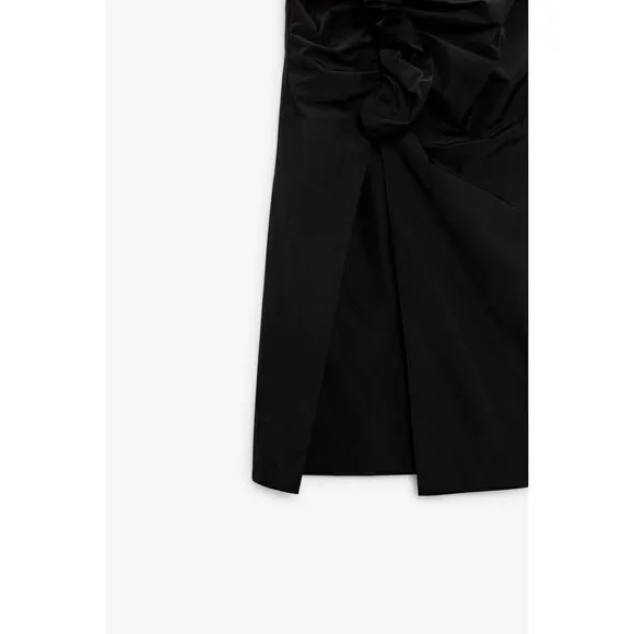 ZARA  MIDI SKIRT BLACK bow Ruffle