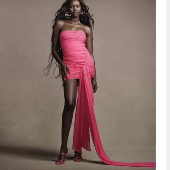 ZARA PINK DRAPED DRESS