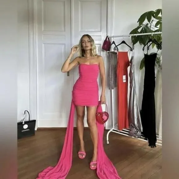 ZARA PINK DRAPED DRESS