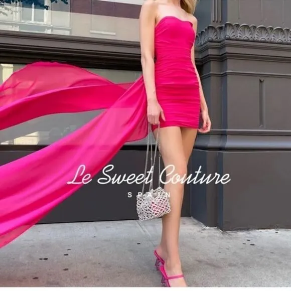 ZARA PINK DRAPED DRESS