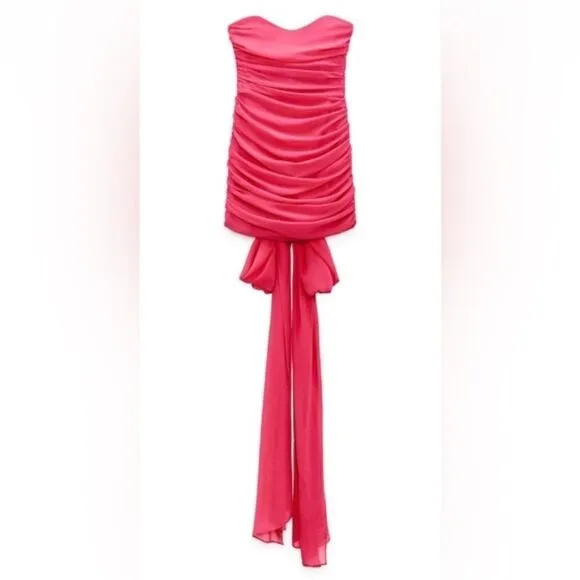 ZARA PINK DRAPED DRESS