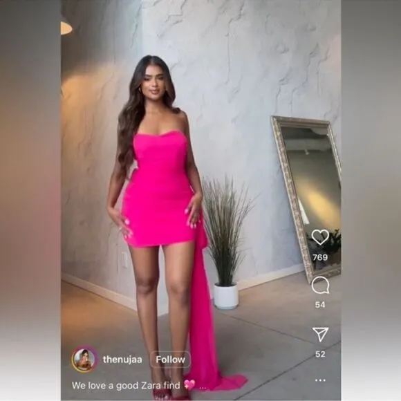 ZARA PINK DRAPED DRESS