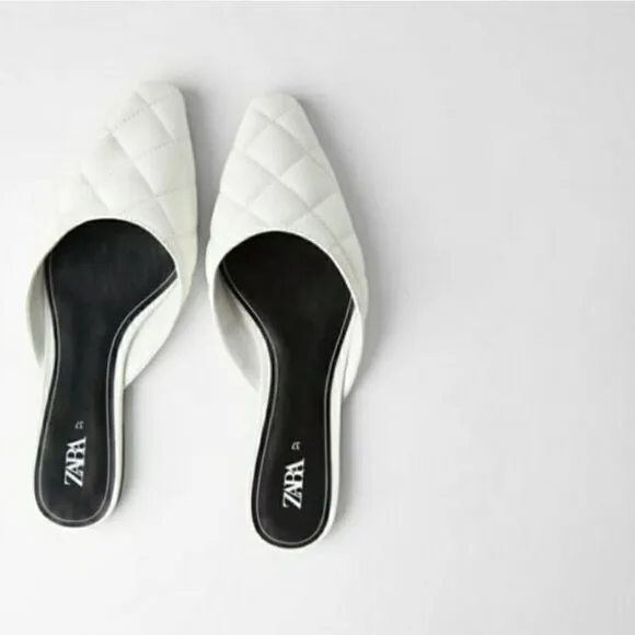 Zara quilted flat mules