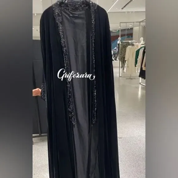 ZARA SEQUIN VELVET CAPE NWT