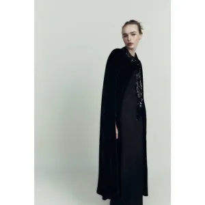 ZARA SEQUIN VELVET CAPE NWT