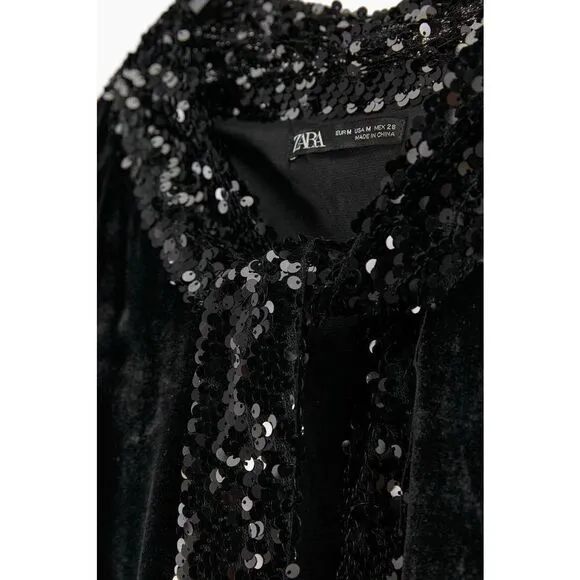 ZARA SEQUIN VELVET CAPE NWT