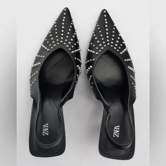 ZARA STUDDED SLINGBACK HEELS