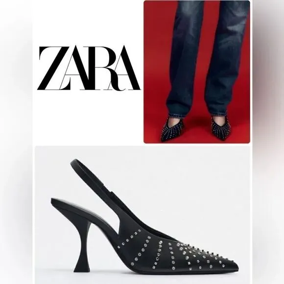 ZARA STUDDED SLINGBACK HEELS