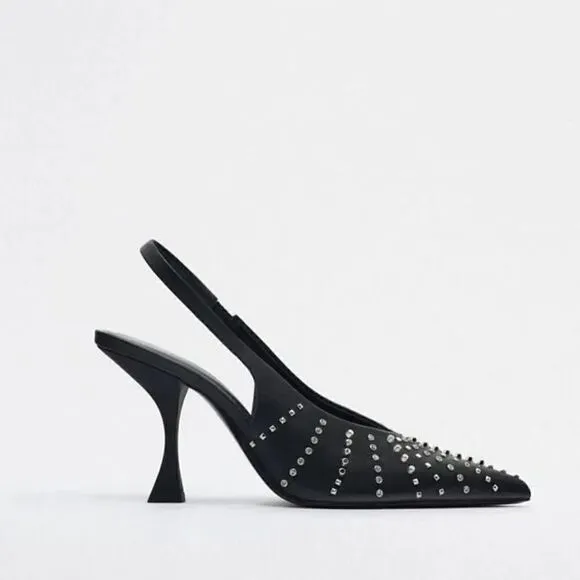 ZARA STUDDED SLINGBACK HEELS