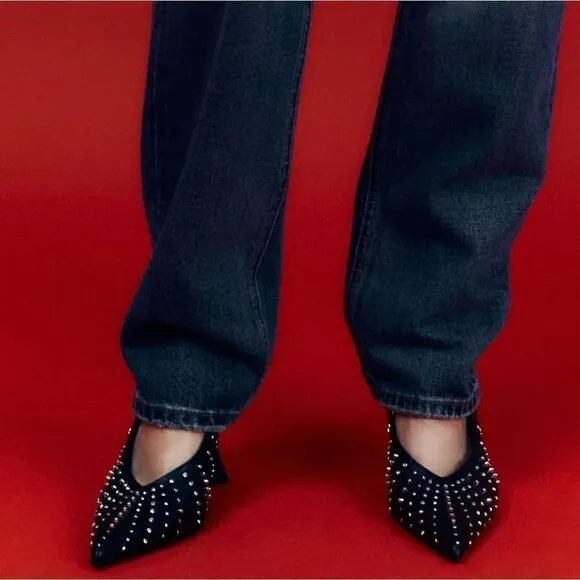 ZARA STUDDED SLINGBACK HEELS