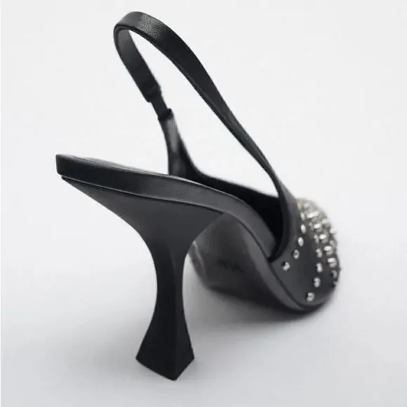 ZARA STUDDED SLINGBACK HEELS