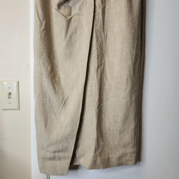 Zare Asymmetrical Slip Linen Fabric Like Dress In Taupe Brown Size XS