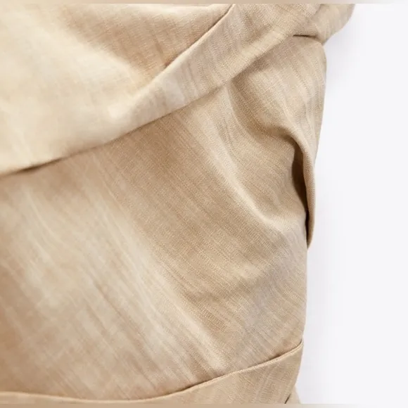 Zare Asymmetrical Slip Linen Fabric Like Dress In Taupe Brown Size XS