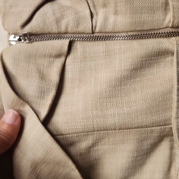 Zare Asymmetrical Slip Linen Fabric Like Dress In Taupe Brown Size XS