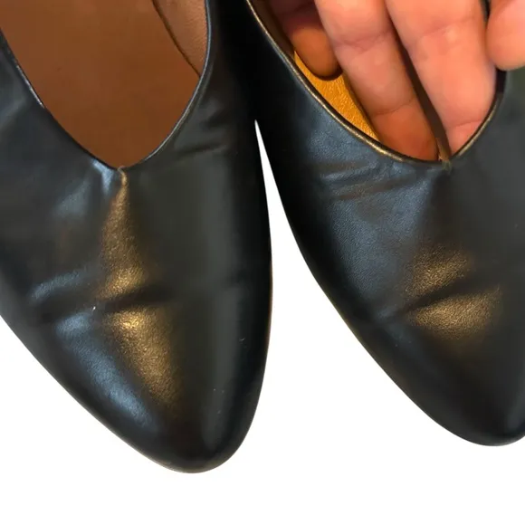 Zou Xou 10 glove flat slip on pointed toe leather stacked heel handmade classic