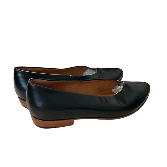 Zou Xou 10 glove flat slip on pointed toe leather stacked heel handmade classic