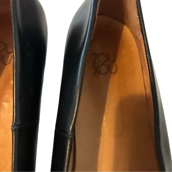 Zou Xou 10 glove flat slip on pointed toe leather stacked heel handmade classic